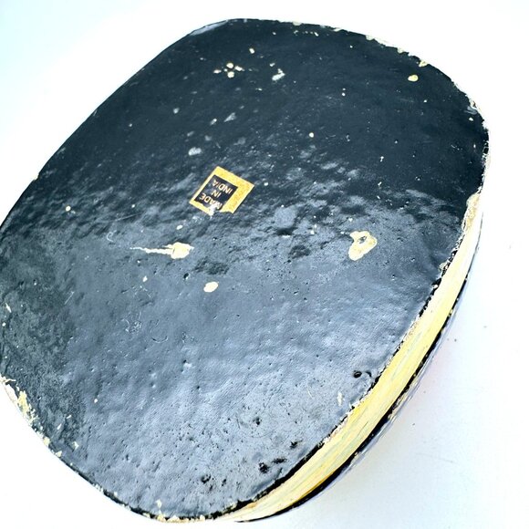 Hand-Painted Vtg Wood Christmas Trinket Box Santa Reindeer Holiday Decor 3.25" - Picture 6 of 8